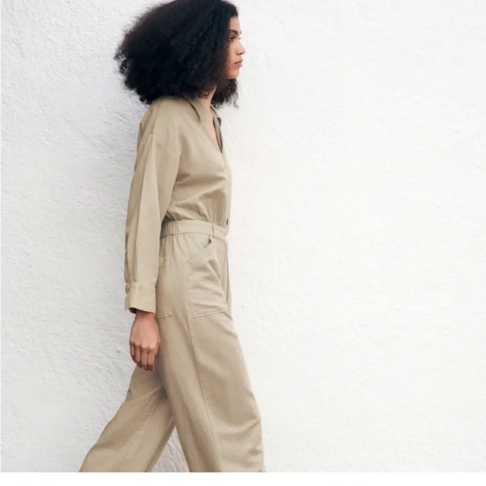 Zara linen blend jumpsuit Sz M
